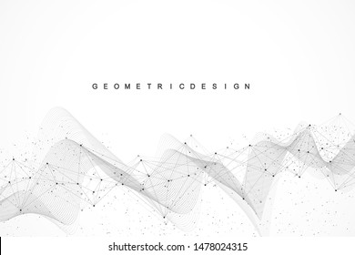 Abstract plexus background with connected lines and dots. Plexus geometric effect. Big data complex with compounds. Lines plexus, minimal array. Digital data visualization. Vector illustration.