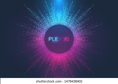 Abstract plexus background with connected lines and dots. Big data visualization. Molecule and communication background. Graphic background for your design. Lines plexus visual vector illustration