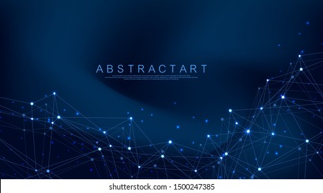 Abstract plexus background with connected lines and dots. Wave flow. Plexus geometric effect Big data with compounds. Lines plexus, minimal array. Digital data visualization. Vector illustration