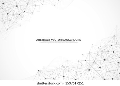 Abstract plexus background with connected lines and dots. Plexus geometric effect. Digital data visualization. Futuristic technology style low-poly element for design. Vector illustration
