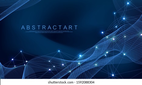 Abstract plexus background with connected lines and dots. Plexus geometric effect. Digital data visualization. Futuristic technology style low-poly element for design. Vector illustration