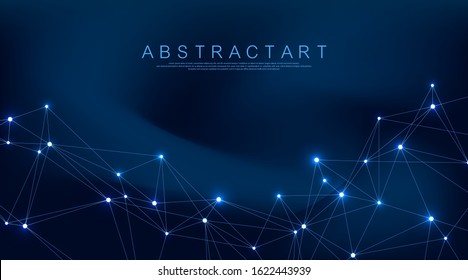 Abstract plexus background with connected lines and dots. Plexus geometric effect. Digital data visualization. Futuristic technology style low-poly element for design. Vector illustration