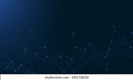 Abstract plexus background with connected lines and dots. Plexus geometric effect. Digital data visualization. Futuristic technology style low-poly element for design. Vector illustration