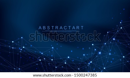 Abstract plexus background with connected lines and dots. Wave flow. Plexus geometric effect Big data with compounds. Lines plexus, minimal array. Digital data visualization. Vector illustration