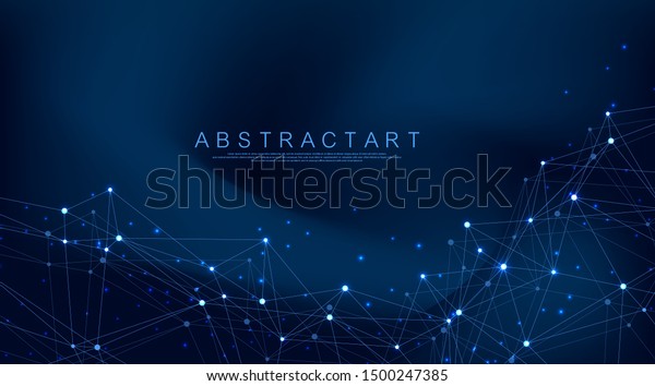 Abstract plexus background with connected\
lines and dots. Wave flow. Plexus geometric effect Big data with\
compounds. Lines plexus, minimal array. Digital data visualization.\
Vector illustration