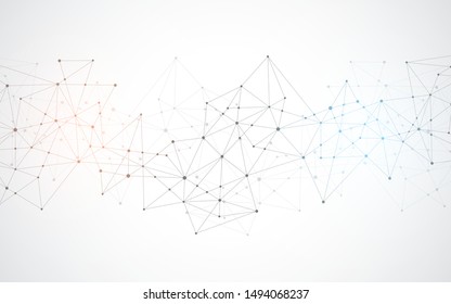 Abstract plexus background with connecting dots and lines. Global network connection, digital technology and communication concept