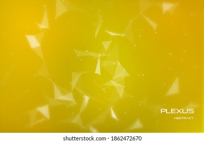 Abstract plexus background with network polygons. Digital science banner. Network connection effect. Geometric triangle elements. Technology concept with shape structure.Vector illustration.