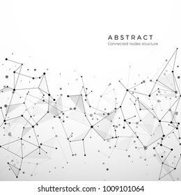 Abstract plexus structure of digital data, web and node. Particles and dots connection. Atom and molecule concept. Geometric polygonal medical background. Intricacy network. Vector illustration