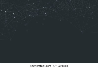 Abstract plexus technology futuristic network on black background. Vector illustration