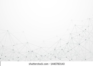 Abstract plexus technology futuristic network on gray gradient background. Vector illustration