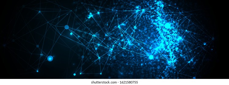 Abstract plexus vector background. Glowing particles dynamic flow.