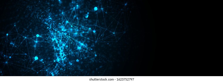 Abstract plexus vector background. Glowing particles dynamic flow.