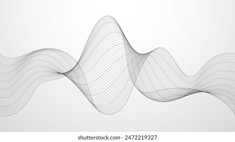 Abstract plexus wave lines on gray background. Vector Illustration