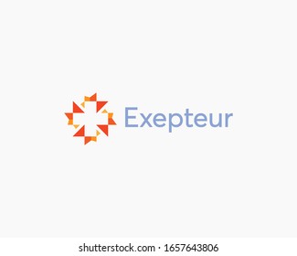 Abstract plus cross logo icon design modern minimal style illustration. Negative space vector sign symbol mark logotype.