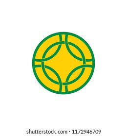 abstract plus green circle lines logo vector