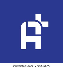 Abstractas A Plus Lettermark Logo sobre fondo azul símbolo icono plano diseño de Vector en stock