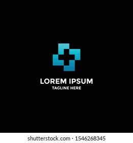 abstract plus logo template on isolated black background.