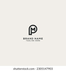 Abstract PM MP letter logo design. Flat vector logo design template element.