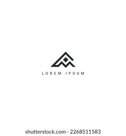 Abstract PM MP letter simple style logo design vector template.
