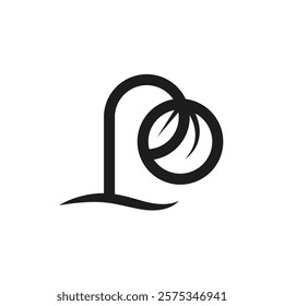 abstract po letter for organic plant seed logo icon vector