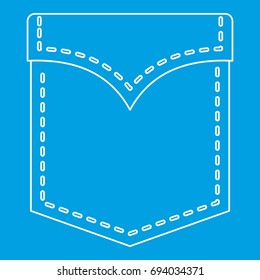 Abstract pocket icon blue outline style isolated vector illustration. Thin line sign
