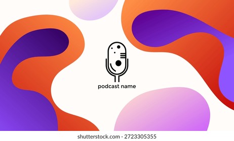 Abstrakter Podcast-Hintergrund mit handgezeichneten organischen Formen orange lila Farbverlauf einfach modern Design Vektor. Geeignet für Cover-Design, Banner-Design, Web-Design, Social Media-Vorlage