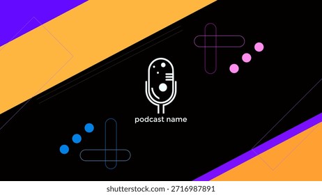 ABSTRACTAS PODCAST FONDO OSCURO CON FORMAS GEOMÉTRICAS AZUL NARANJA PÚRPURA COLORIDO SIMPLE VECTOR DE DISEÑO DE PLANTILLA. BUENO PARA EL DISEÑO DE PORTADAS, ANUNCIO, WEB, REDES SOCIALES