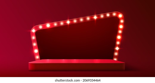 Abstract podium illuminated with spotlight. Product presentation, mock up, show cosmetic product, winner podium. Vector illustration - Shutterstock ID 2069334464