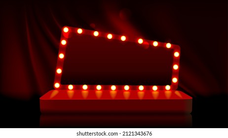 Abstract podium illuminated with spotlight. Product presentation, mock up, show cosmetic product, winner podium. Vector illustration