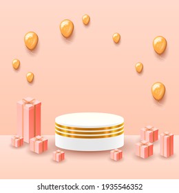 Abstract Podium Pedestal Platform Color 3D Scene To Show Vector Design Style