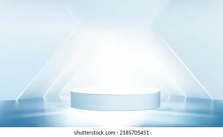 Abstract podium stage with light white color on illumination background .  vector illustration