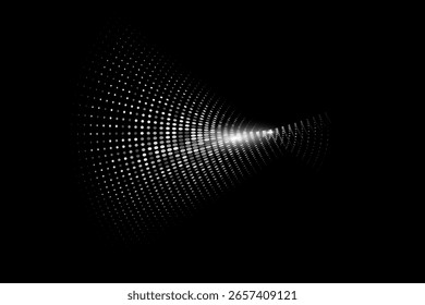 An abstract point design element. A black and white image of a wave with many dots. Futuristic, abstract background. Vector EPS 10.