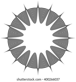 Abstract pointed element. Pointed, spiky shape blending into a circle. Geometric artistic element