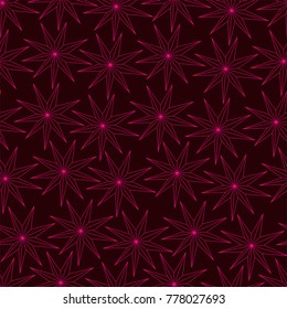 abstract pointed stars seamless pattern on a burgundy background