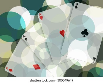 Abstract poker cards with green bubbles