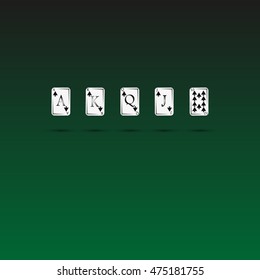 Abstract poker cards on green background colorful abstraction background