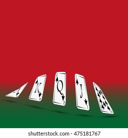 Abstract poker cards on red background colorful abstraction background