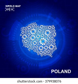 Abstract Poland gear map. Vector design