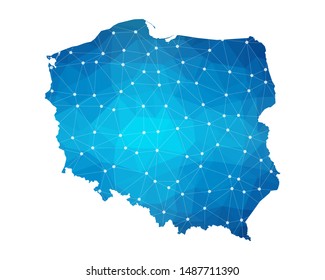 Abstract Poland Map geometric rumpled triangular low poly style gradient graphic on white background , line dots polygonal design for your . Vector illustration eps 10