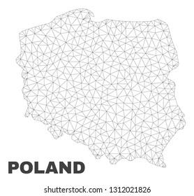 Abstract Poland map isolated on a white background. Triangular mesh model in black color of Poland map. Polygonal geographic scheme designed for political illustrations.