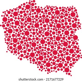 Abstract Poland Map With Red Dots Texture