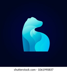 Abstract polar bear logo. Shades and flow icon. Vector illustration. 