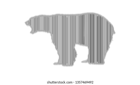 Abstract polar bear. Striped bear. Graphic drawing. Vector illustration full HD.