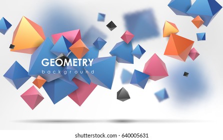 Abstract poligonal background. 3d render illustration. Geometric background with low-poly elements.