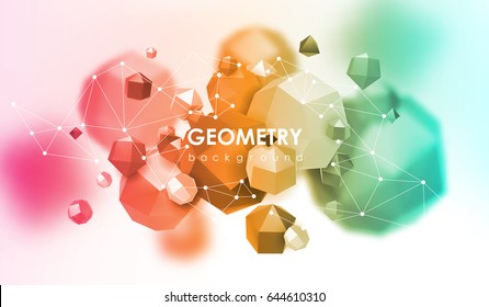 Abstract poligonal background. 3d render illustration. Geometric background with low-poly elements.