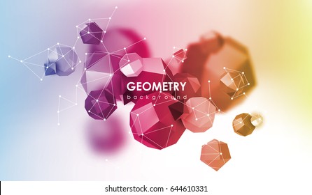 Abstract poligonal background. 3d render illustration. Geometric background with low-poly elements.