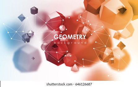 Abstrakter politischer Hintergrund. 3D-Darstellung. Geometrischer Hintergrund mit Low-Poly-Elementen.