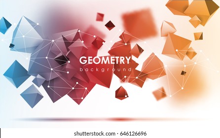 Abstract poligonal background. 3d render illustration. Geometric background with low-poly elements.