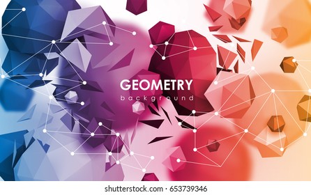 Abstract poligonal background. 3d render illustration. Geometric background with low-poly elements.