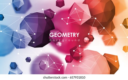 Abstract poligonal background. 3d render illustration. Geometric background with low-poly elements.